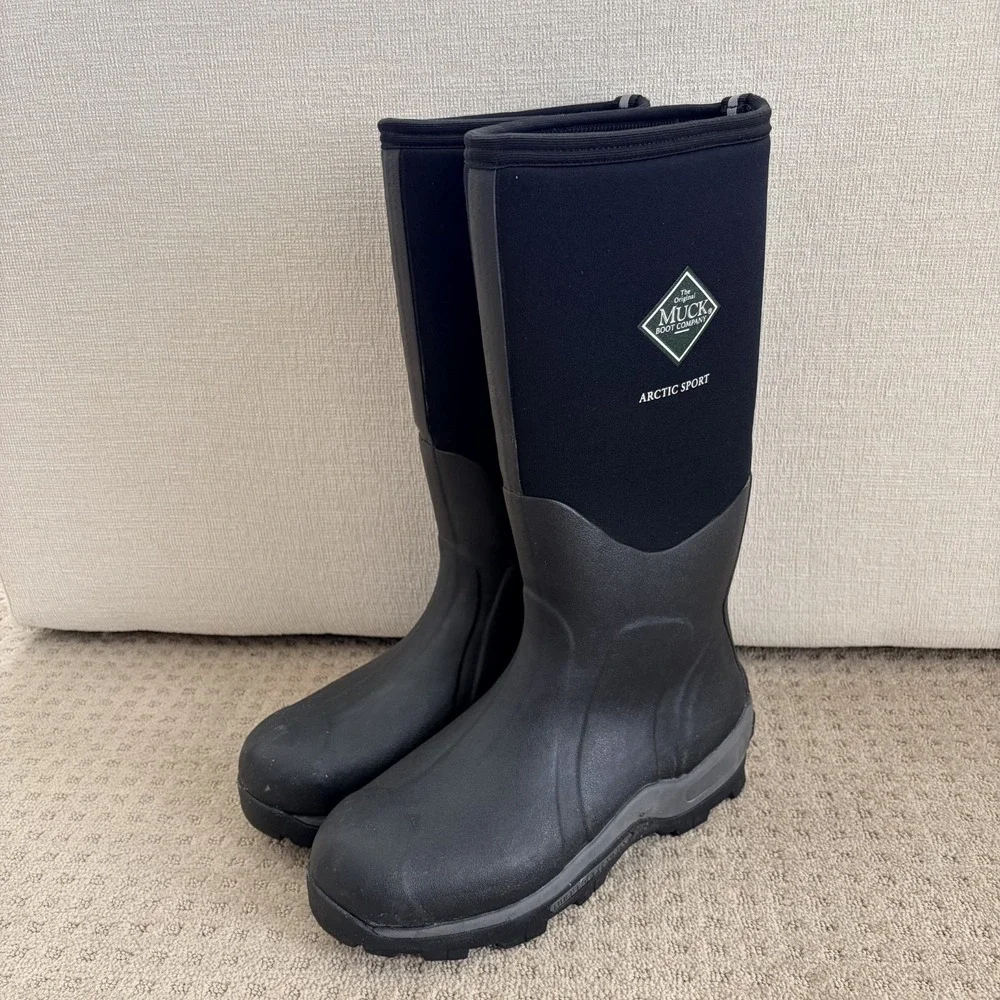 Muck Boot Arctic Sport Pull on Boots M11 W12 Black Tall Waterproof  Soft Toe